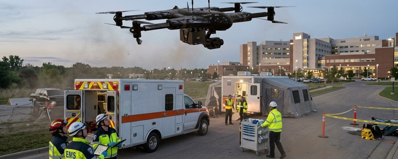 Aerial Drone Operations in Emergency Healthcare: Extending Situational Awareness Beyond the Hospital